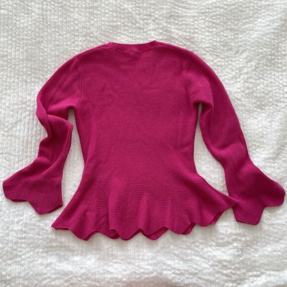 Ted Baker Bobbe London Peplum Sweater Pink Flared Top Cashmere Blend Womens S - Picture 11 of 14